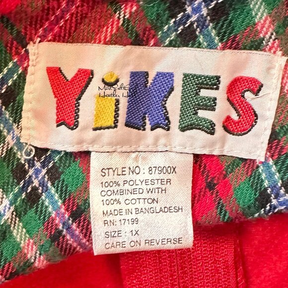 Vintage 1980's Yikes Red Zip-Front Catnap Embroidered Lounge Dress Size 1X - Picture 7 of 8